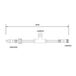 T-connector for the Gartus System IP65 34cm for outdoor use