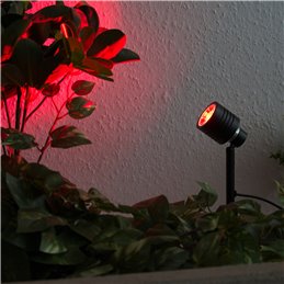9W Garden spotlight with changeable RGBW bulb black 12V AC/DC and IR remote control