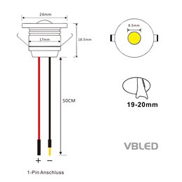 1W LED mini recessed spotlight "ALDYNE" black - 12VDC - IP44 - 3000K