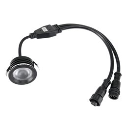 3W RGBW LED recessed spotlight "TITUS" 12VDC black with input and output cable connection
