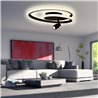 LED ceiling light "Doculus" 2 flame 40W 3000K, round, aluminum / black dimmable