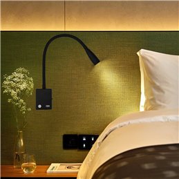 LED wall lamp black dimmable with USB charging connection 230V