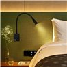LED wall lamp black dimmable with USB charging connection 230V