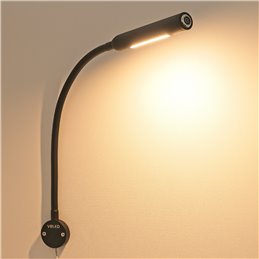 Set of 1 LED Wall Light-3W Black - 40cm Gooseneck - DIMMABLE