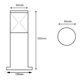 LED Path Light 230V AC 10W 3000K 30cm high