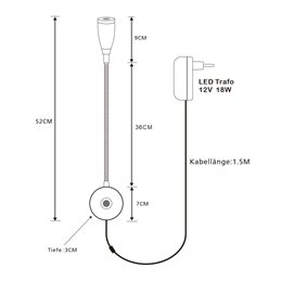 Premium LED wall, bed and reading lamp with gooseneck and USB connection